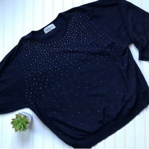 •CD Daniels• navy studded sweater